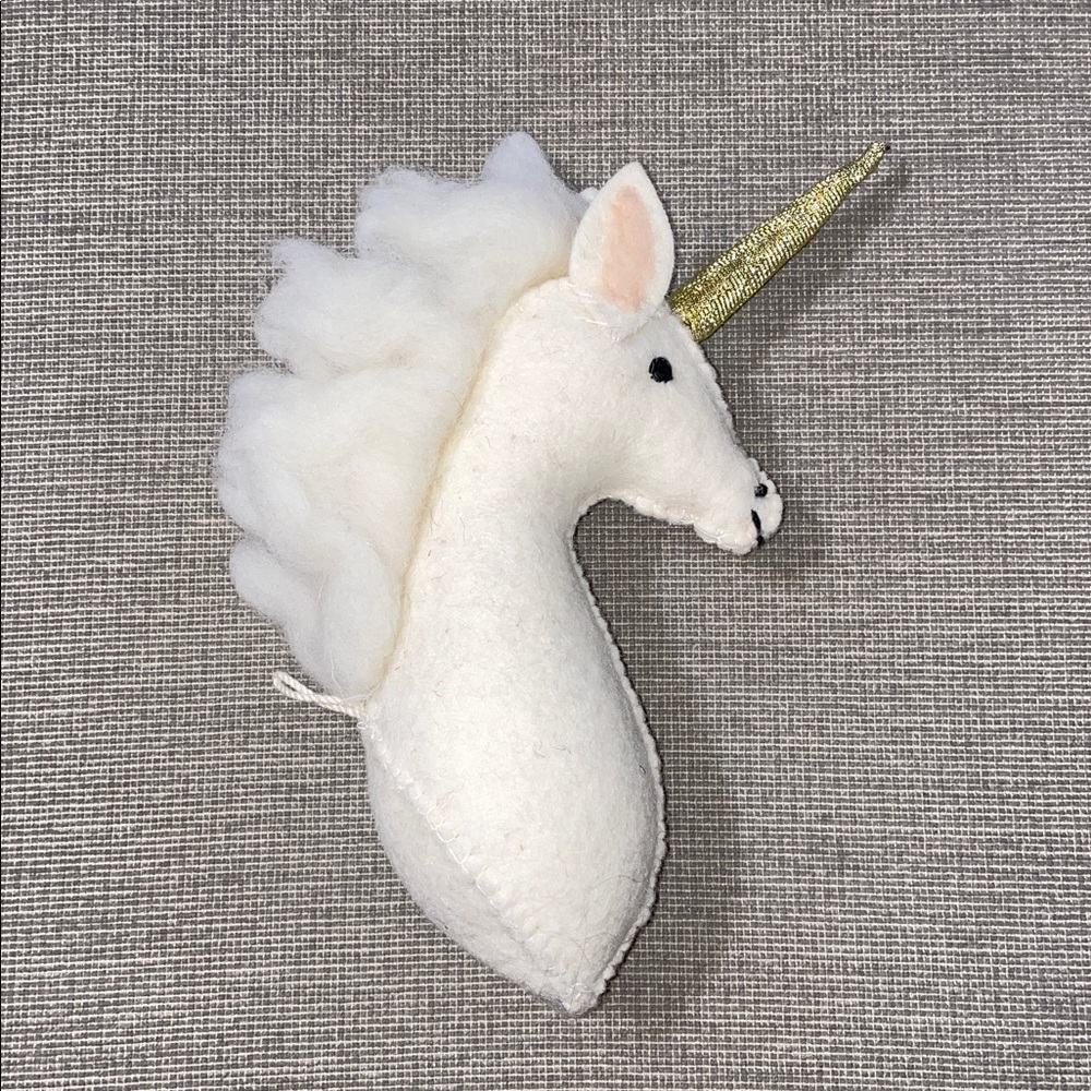 Cream Unicorn Wall Decor with Gold Horn